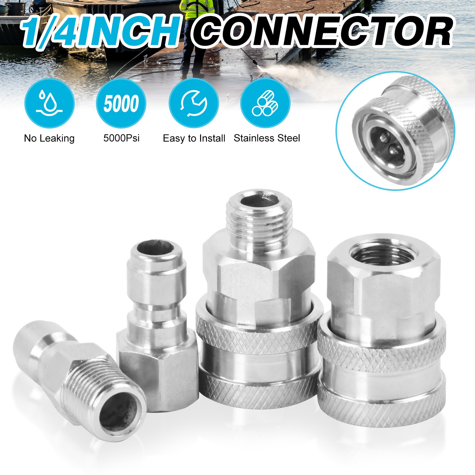 NPT 1/4 Inch Quick Connect Pressure Washer Fittings Pressure Washer Adapter Set