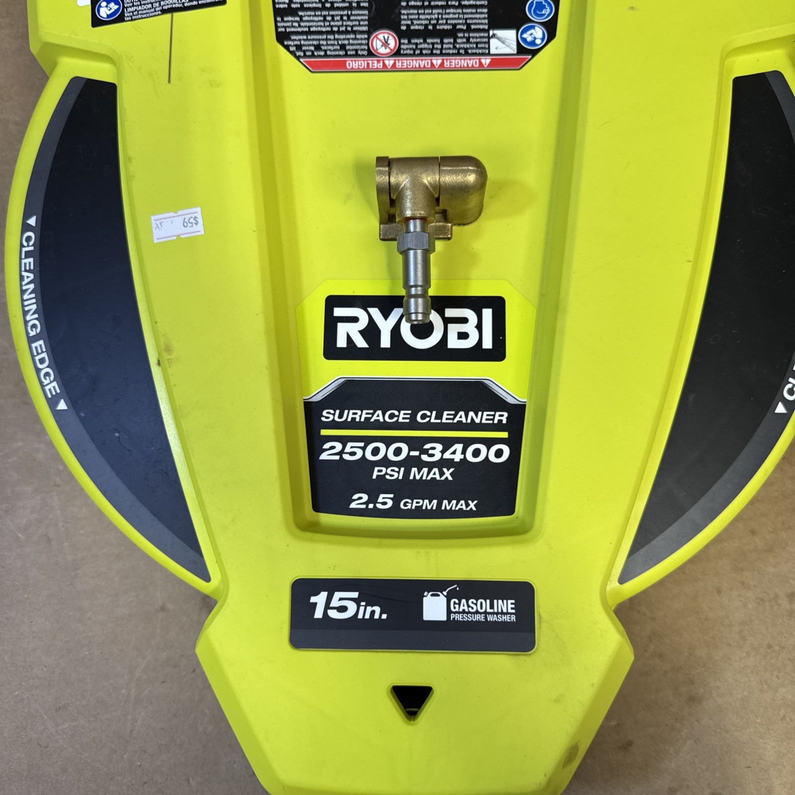 RYOBI 15 in. 3400 PSI Gas Pressure Washer Surface Cleaner with Caster Wheels Zi1