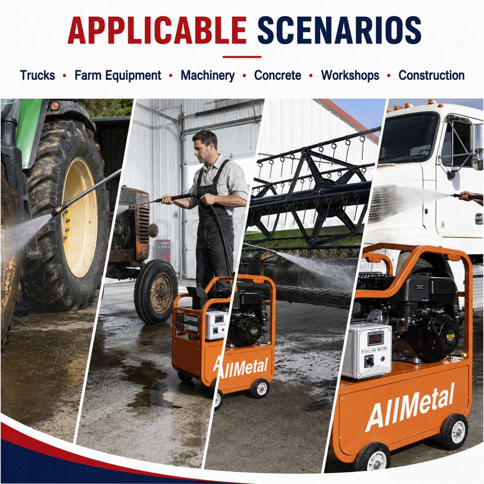 Pressure Washer：4000 PSI 4 GPM Hot Water 4-Stroke Gasoline Power Korejetmetal