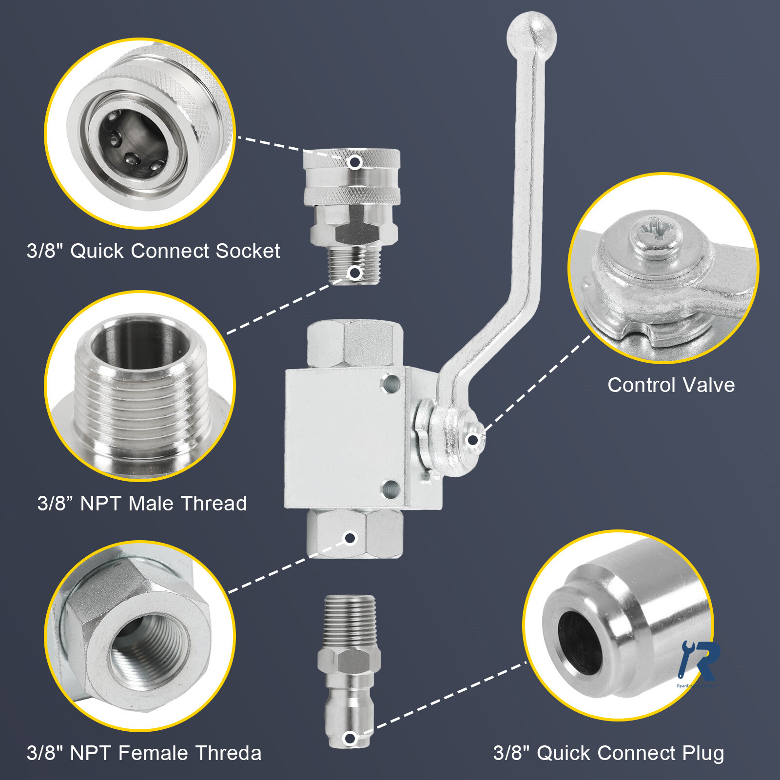 NEW 3/8″ Ball Valve for Pressure Washers Max 4500 PSI 3/8″ fitting Female Out