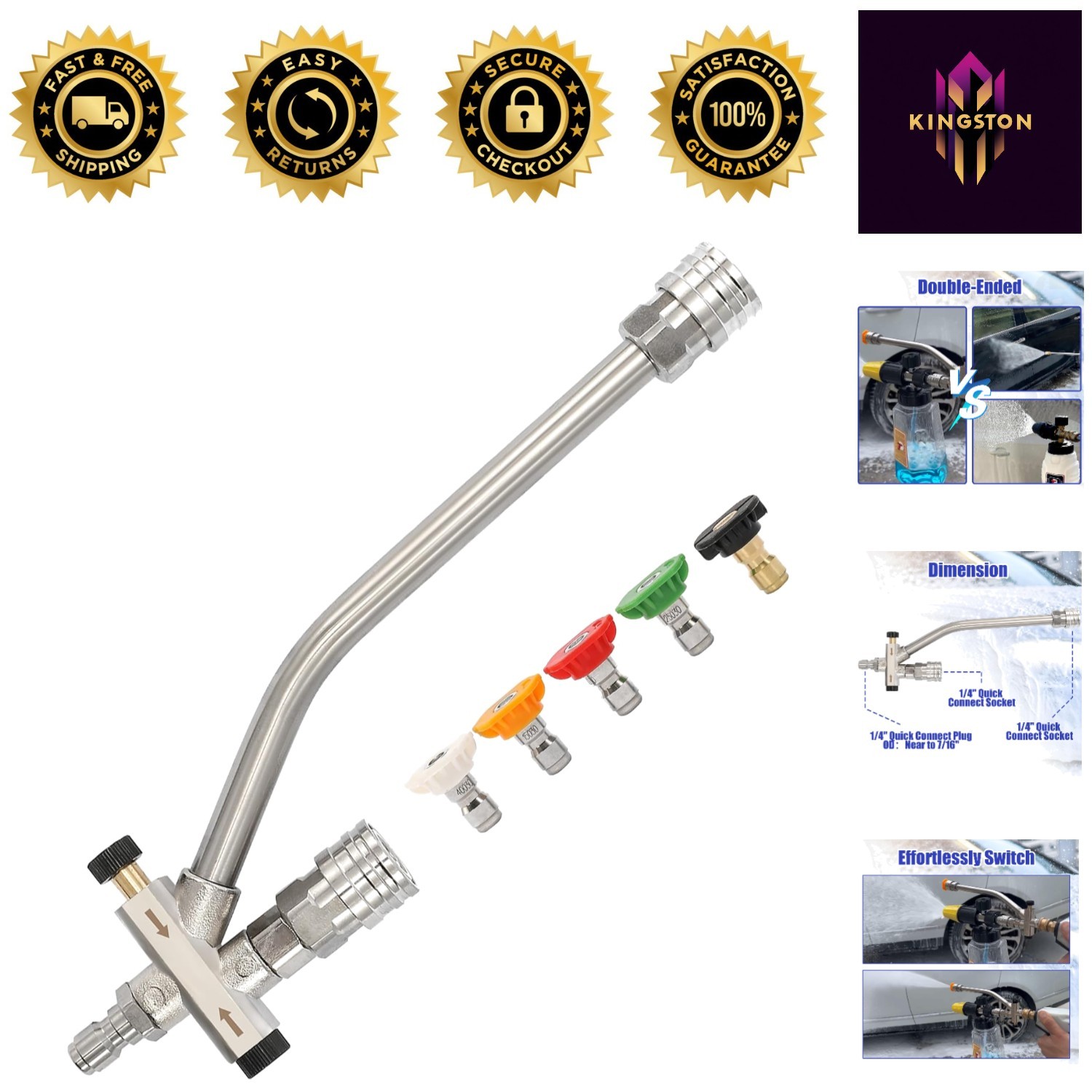 Foam Cannon Dual-Connector for Pressure Washer – 5000 PSI Convenience