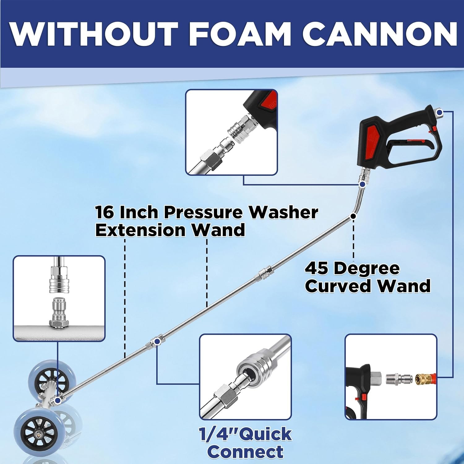 Pressure Washer Undercarriage Cleaner, 16 Inch Undercarriage Washer with Foam…