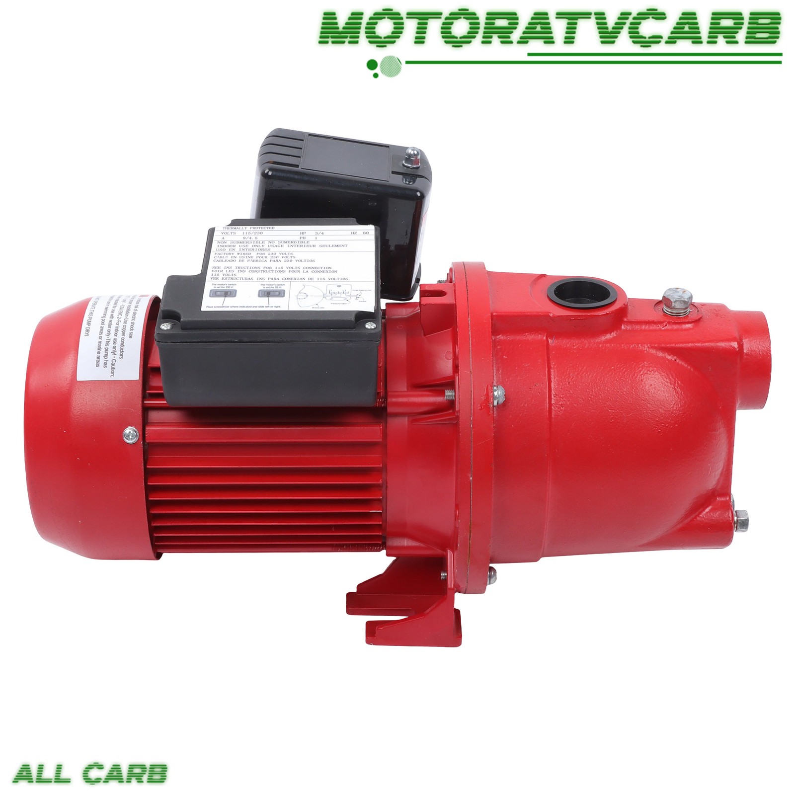 ALL-CARB 97080701 3/4 HP, 13 GPM Dual 115/230v Cast Iron Shallow Well Jet Pump
