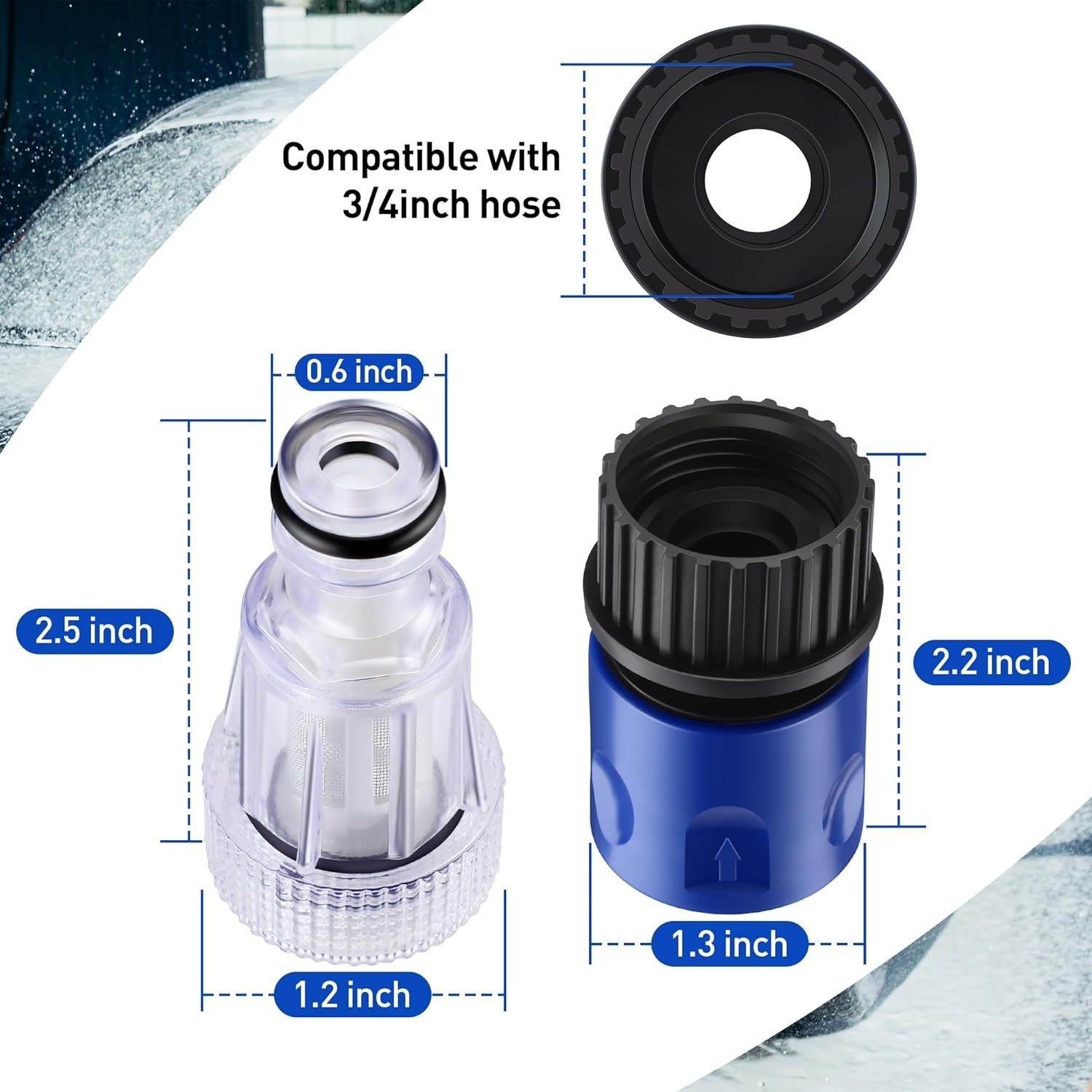 6 Pack 3/4 Inch Pressure Washer Garden Hose Adapter, Pressure Washer Accessor…