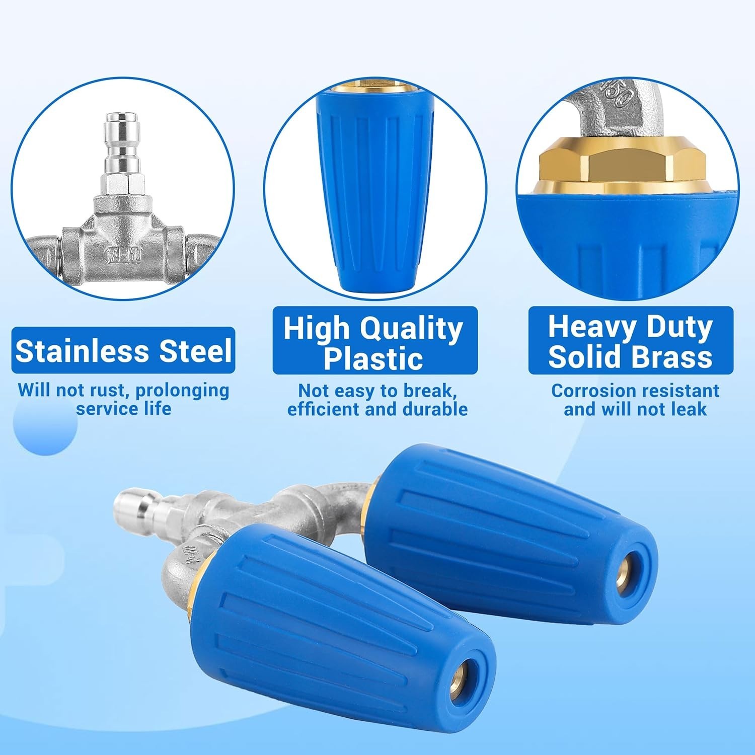 Stainless Steel Dual Turbo Nozzle for Pressure Washers – 4000 PSI Performance