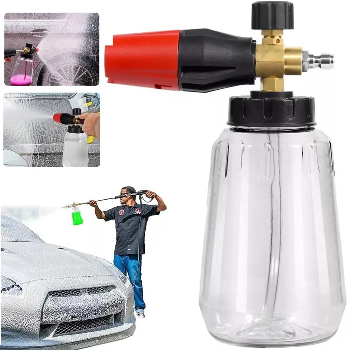 1/4″ Snow Foam Cannon Gun Car Wash Soap Lance Sprayer Pressure Washer Bottle