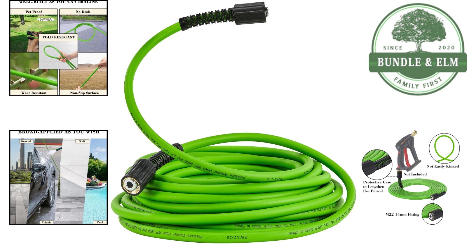 High Pressure Replacement Hose 25FT for Power Washers with Easy Connect Fittings