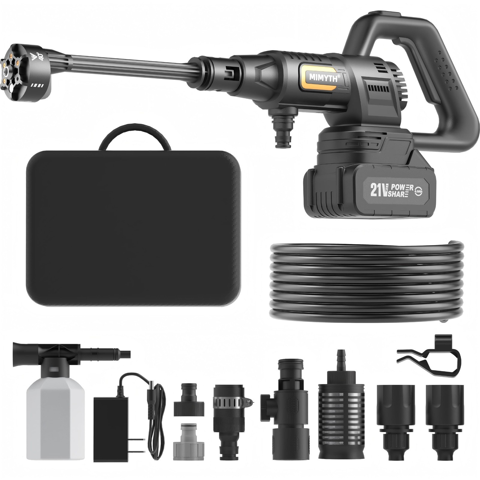Cordless Pressure Washer 1200PSI, Battery Powered, Handheld, 4.0Ah, 6-in-1 Nozzl