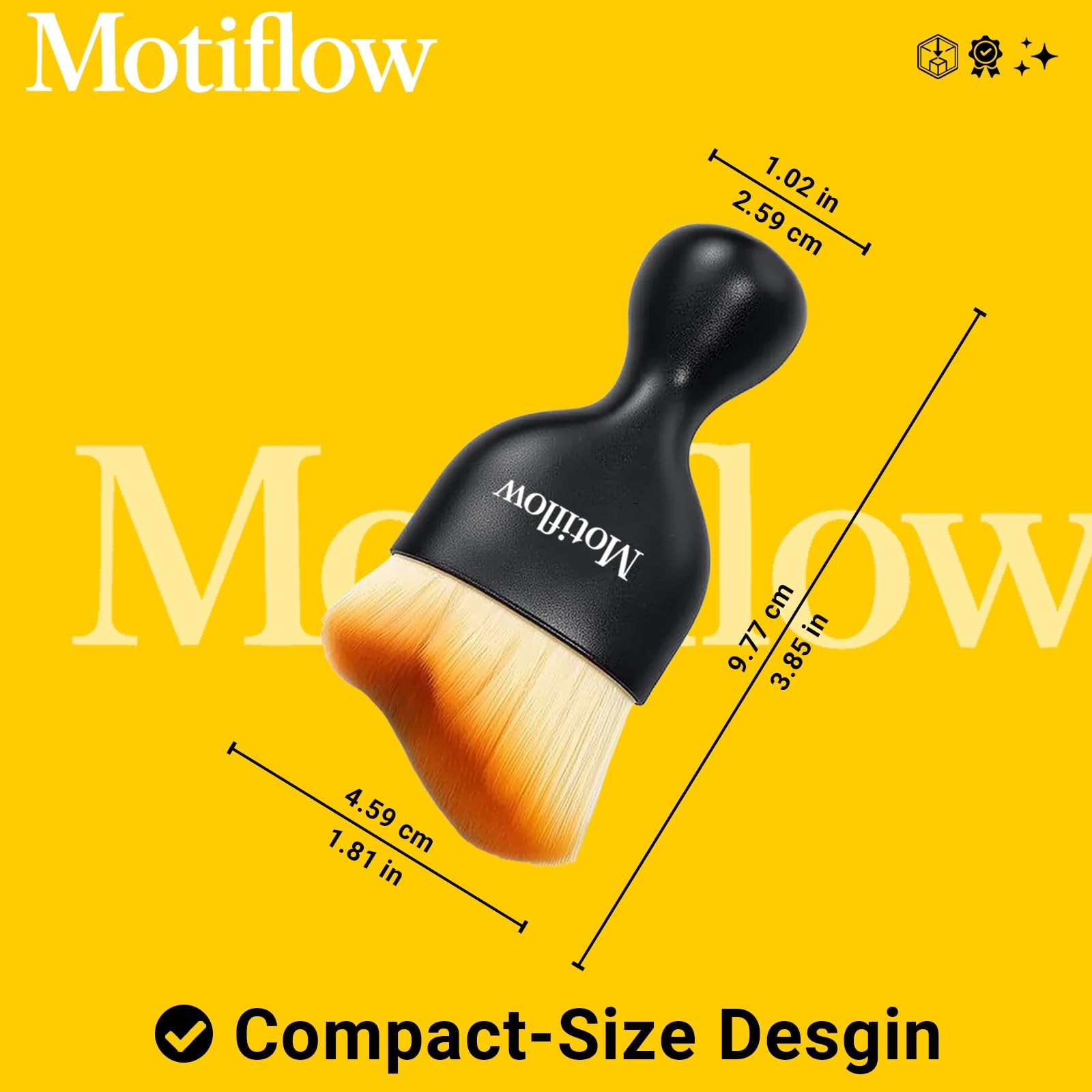 Motiflow 2 PCS Car Interior Detailing Brush, 3.94″ x 2.36″, Black&yellow