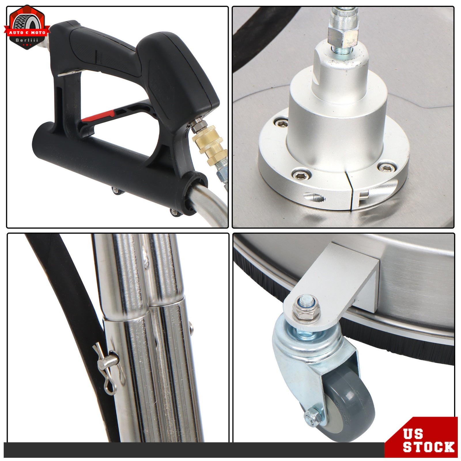Quick Connect Pressure Washer Surface Cleaner 6000 psi 20 in w/ Handles & Wheels