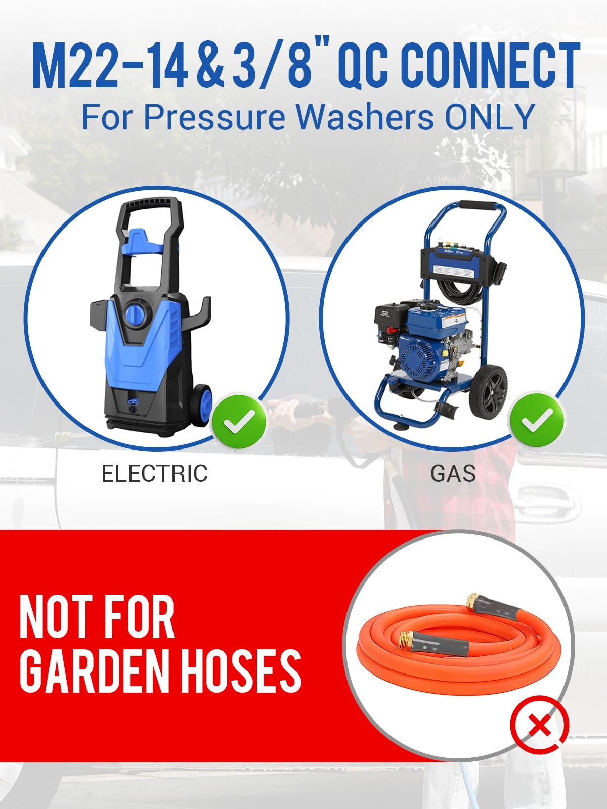 Short Pressure Washer Gun 5000PSI 10.5GPM 3/8 Inch Quick Connect M2214mm
