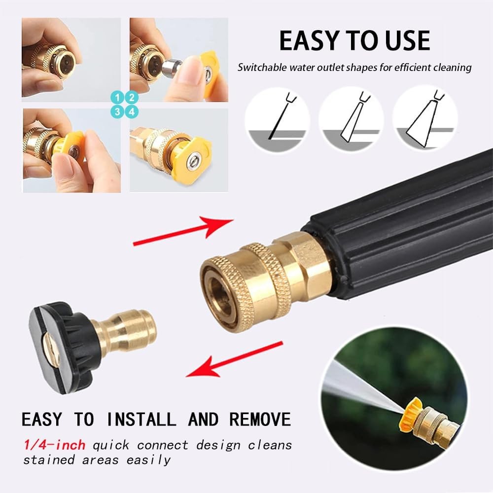 High Pressure 5800PSI Car Power Washer Gun Spray Wand Lance Nozzle and Hose Kit