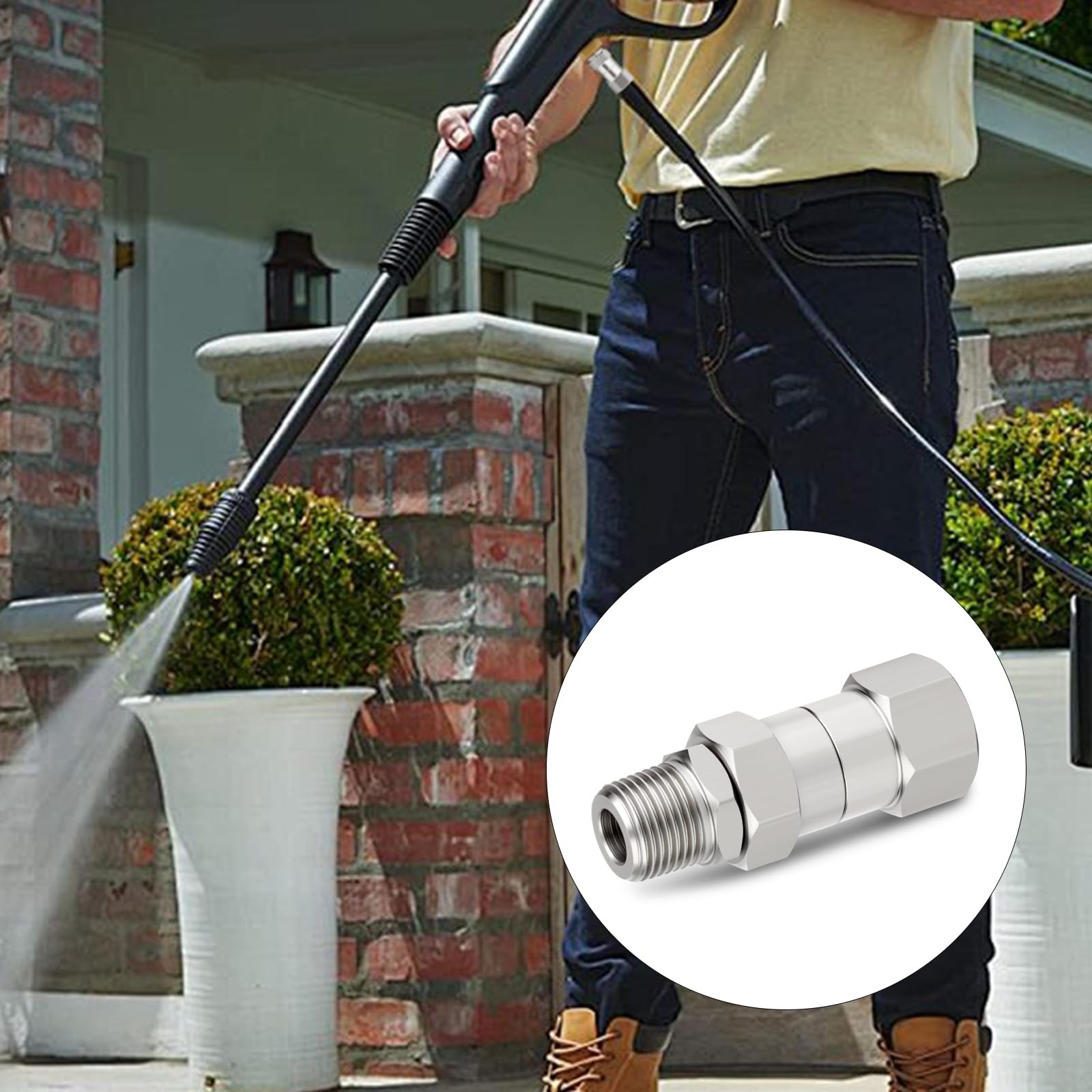 1Pc 3/8” NPT High Pressure Washer Swivel Fitting, Stainless Steel 360 Degree …