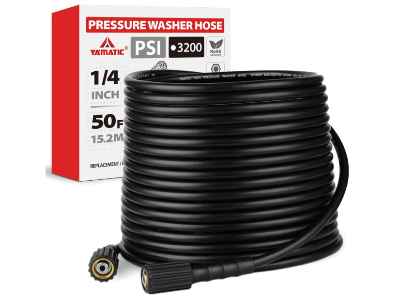 Manguera 50 FT alta presión 3200 PSI resistente a pliegues con acoples latón