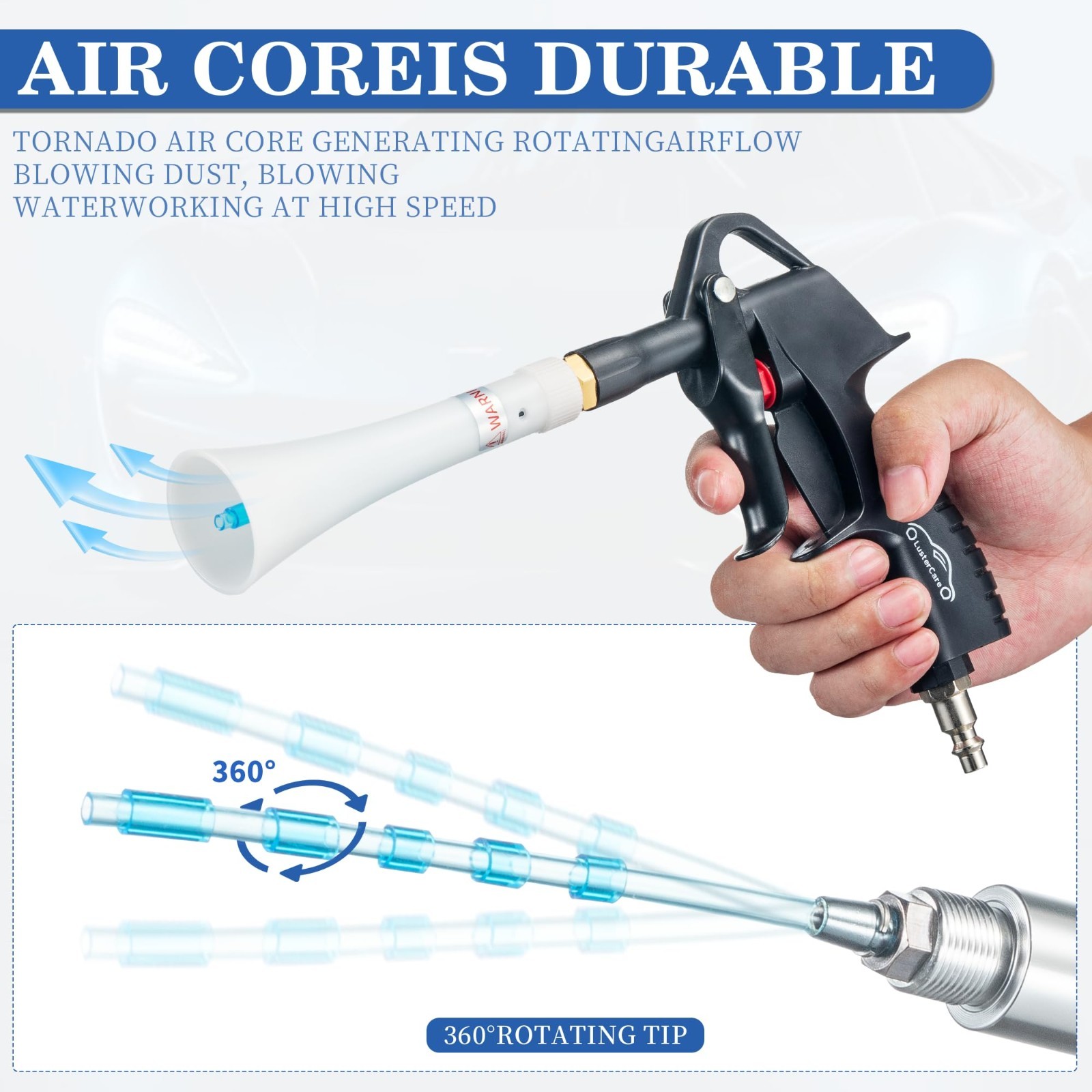 Car Cleaning Gun & Air Blower Nozzle | Teflon Coated Metal Detailing Tool