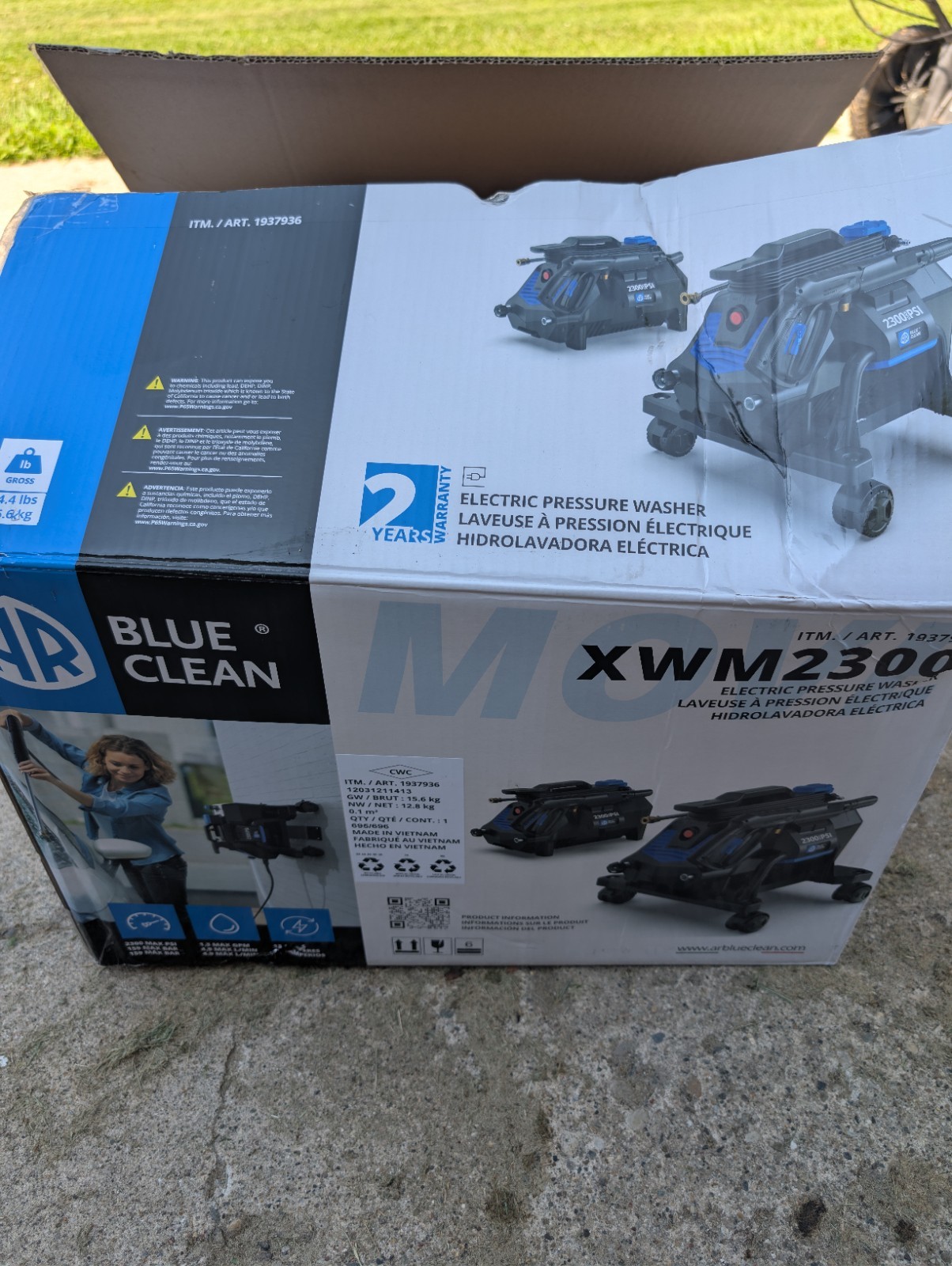 AR Blue Clean XWM2300 2300 PSI 1.3 GPM, 3-In-1 Electric Pressure Washer