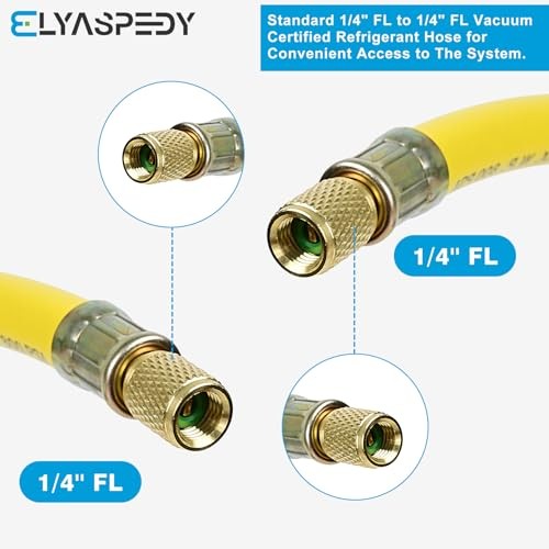 2026 Upgraded 3/8″Diameter Hose,6FT,1/4″ FL‑1/4″ FL Vacuum Yellow 1/4″ to 1/4″