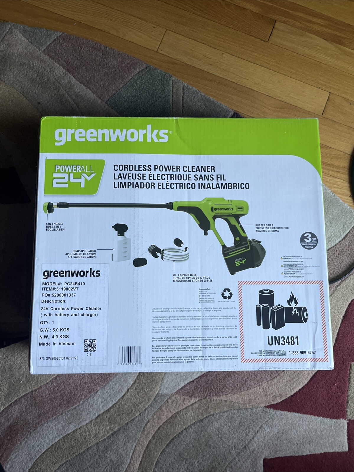 Greenworks 24V 600 PSI Battery Pressure Washer, w/ 4Ah USB Battery and Charger