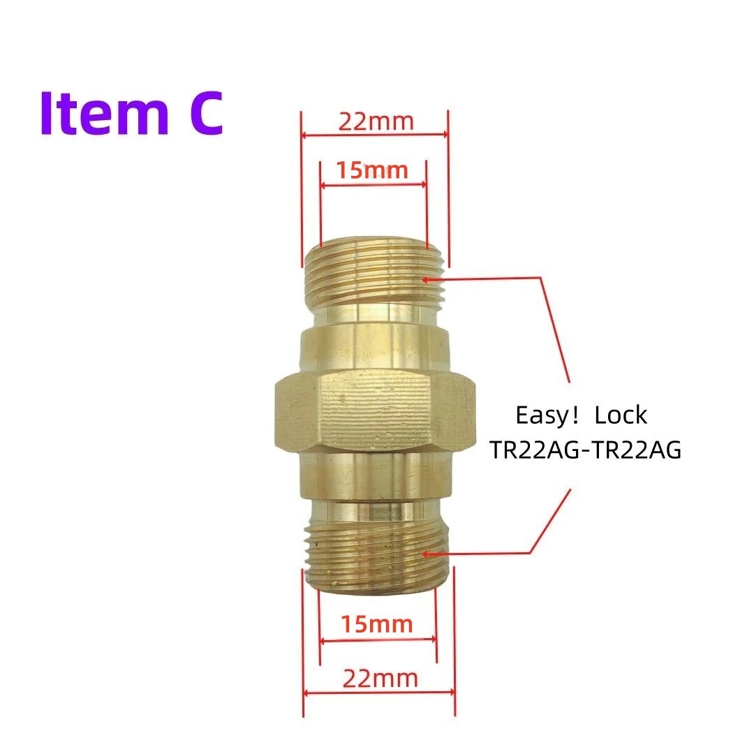 TR22 Brass Adapter M22 G1/4’’G3/8’’ Thread Connector Fit for Easy Lock/Karcher