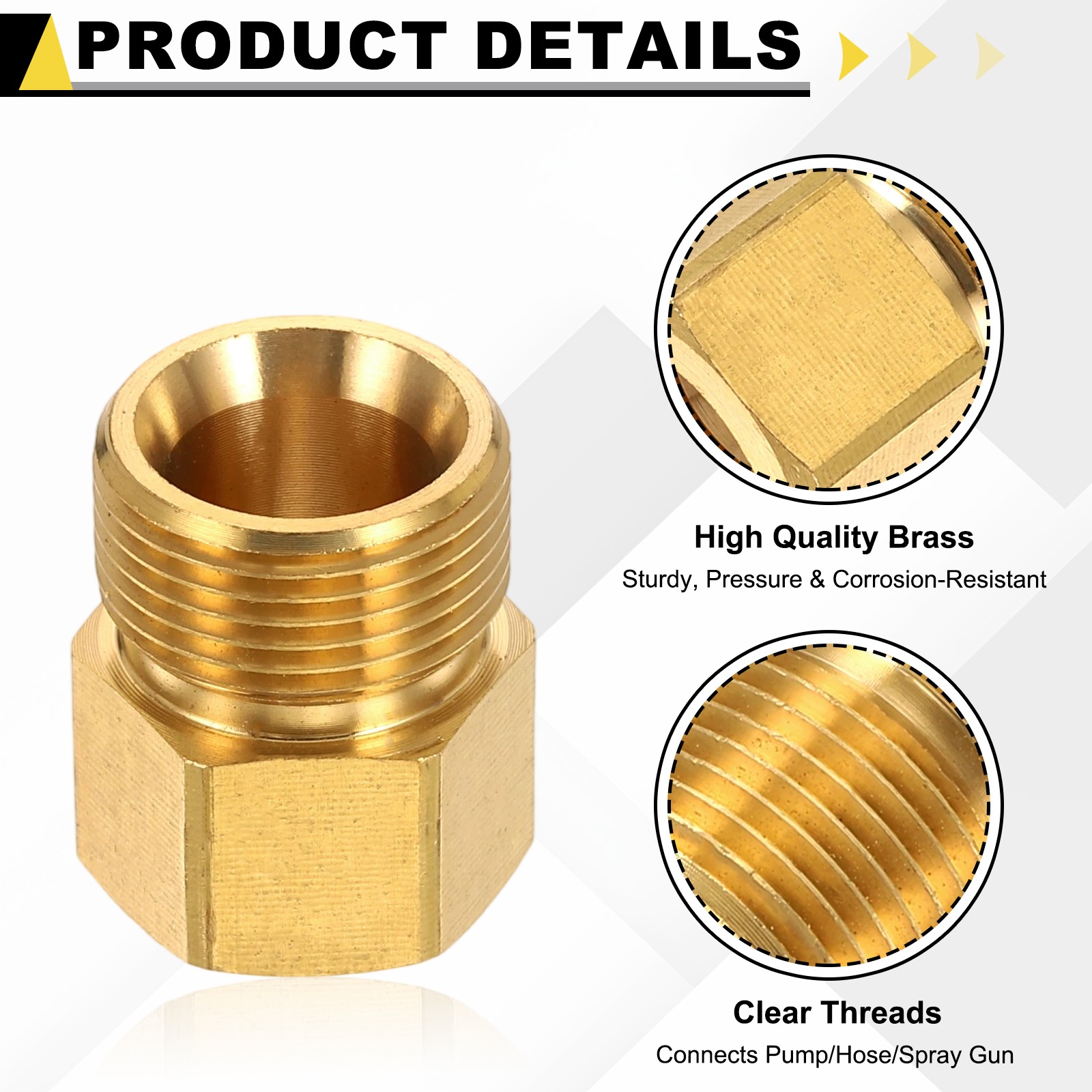 2Pcs Pressure Washer Adapter with Tape,M22 14mm Male to G3/8 Female Concave