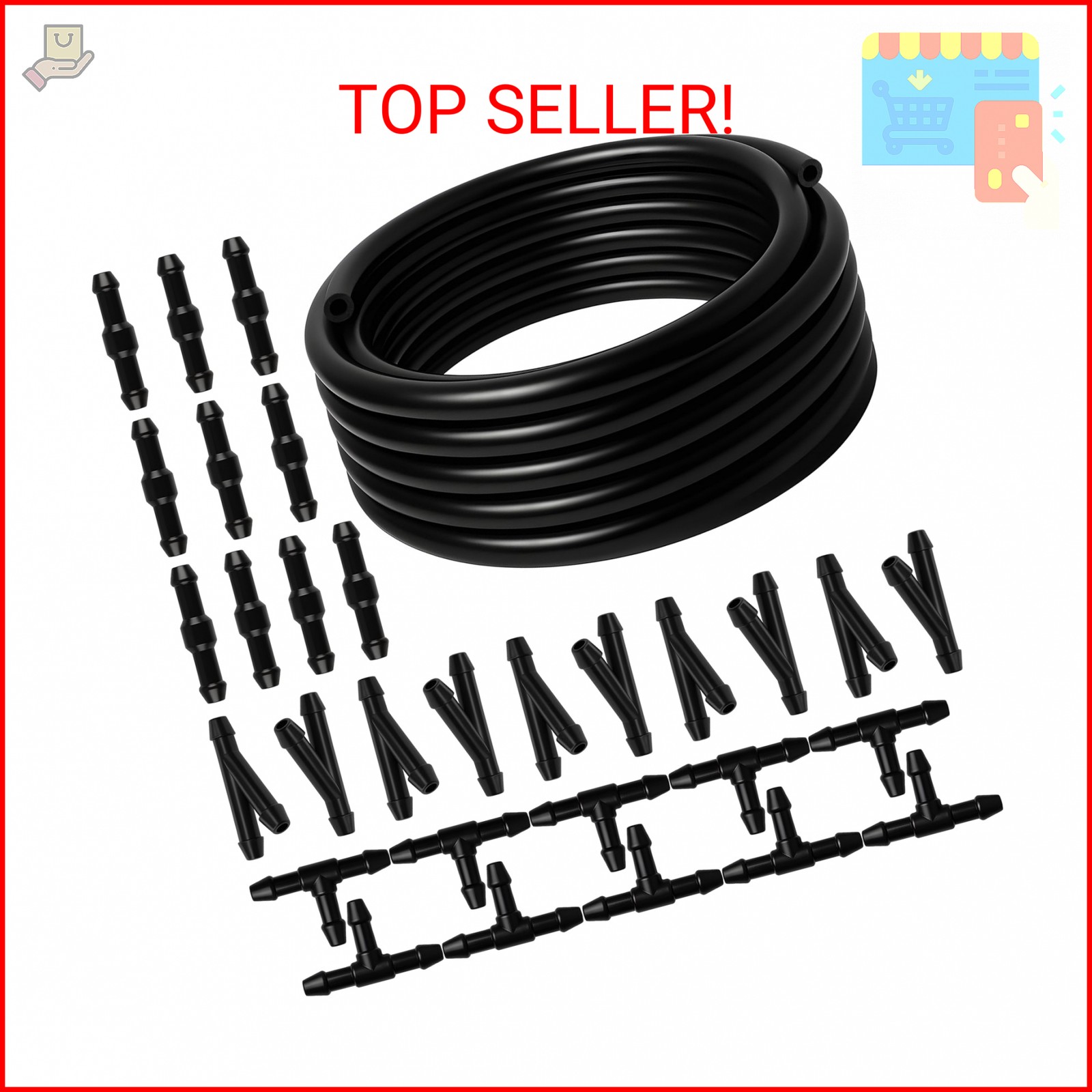 Windshield Washer Hose Kit, 4M Flexible Durable Rubber Washer Fluid Tubing & 30