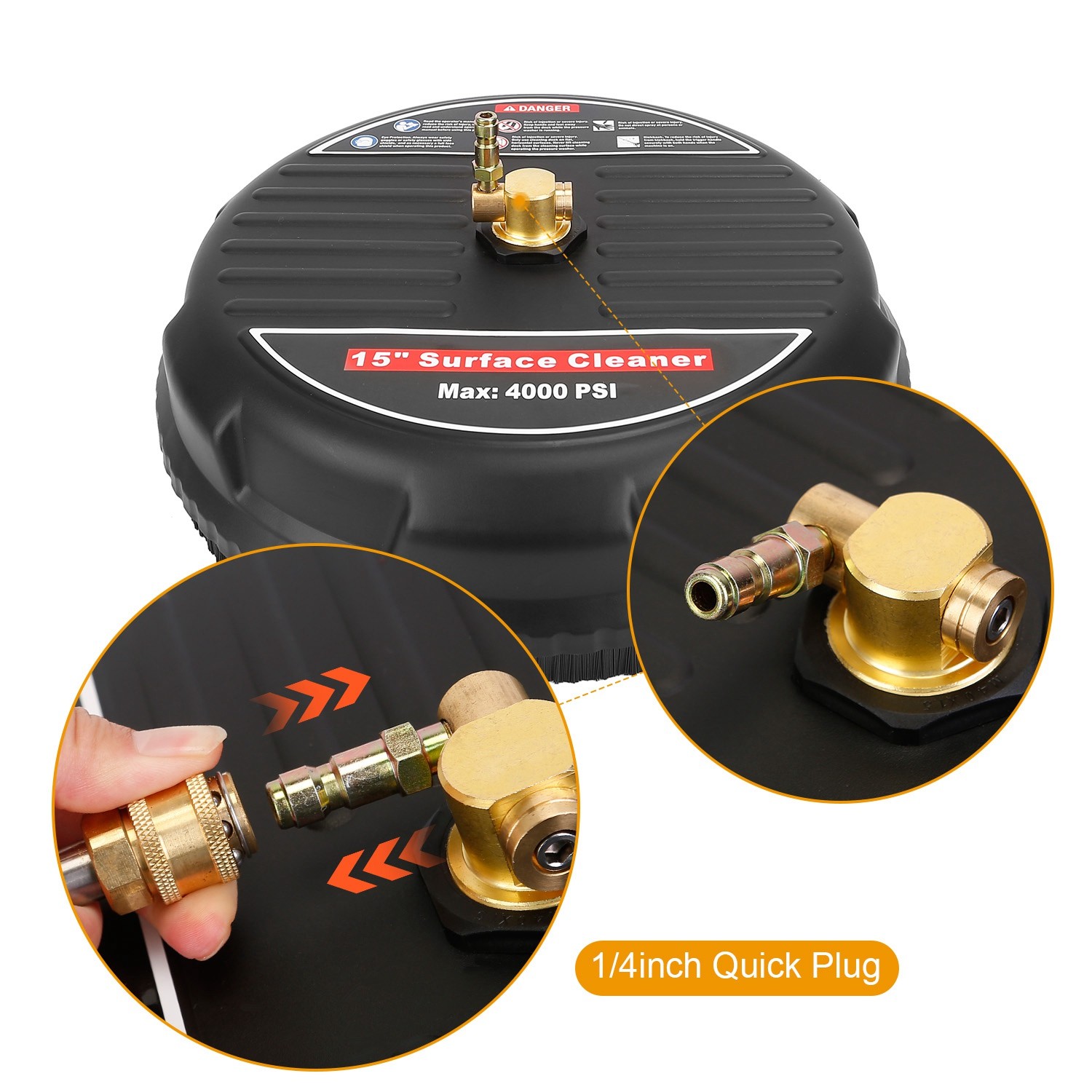 15″ Pressure Washer Surface Cleaner 4000 PSI Power Washer Driveway Broom