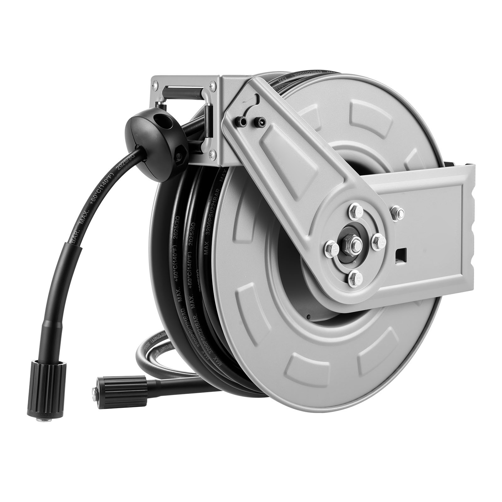 Uimoso Retractable 65ft Pressure Washer Hose Reel, 1/4in, 3200PSI Auto-Rewind