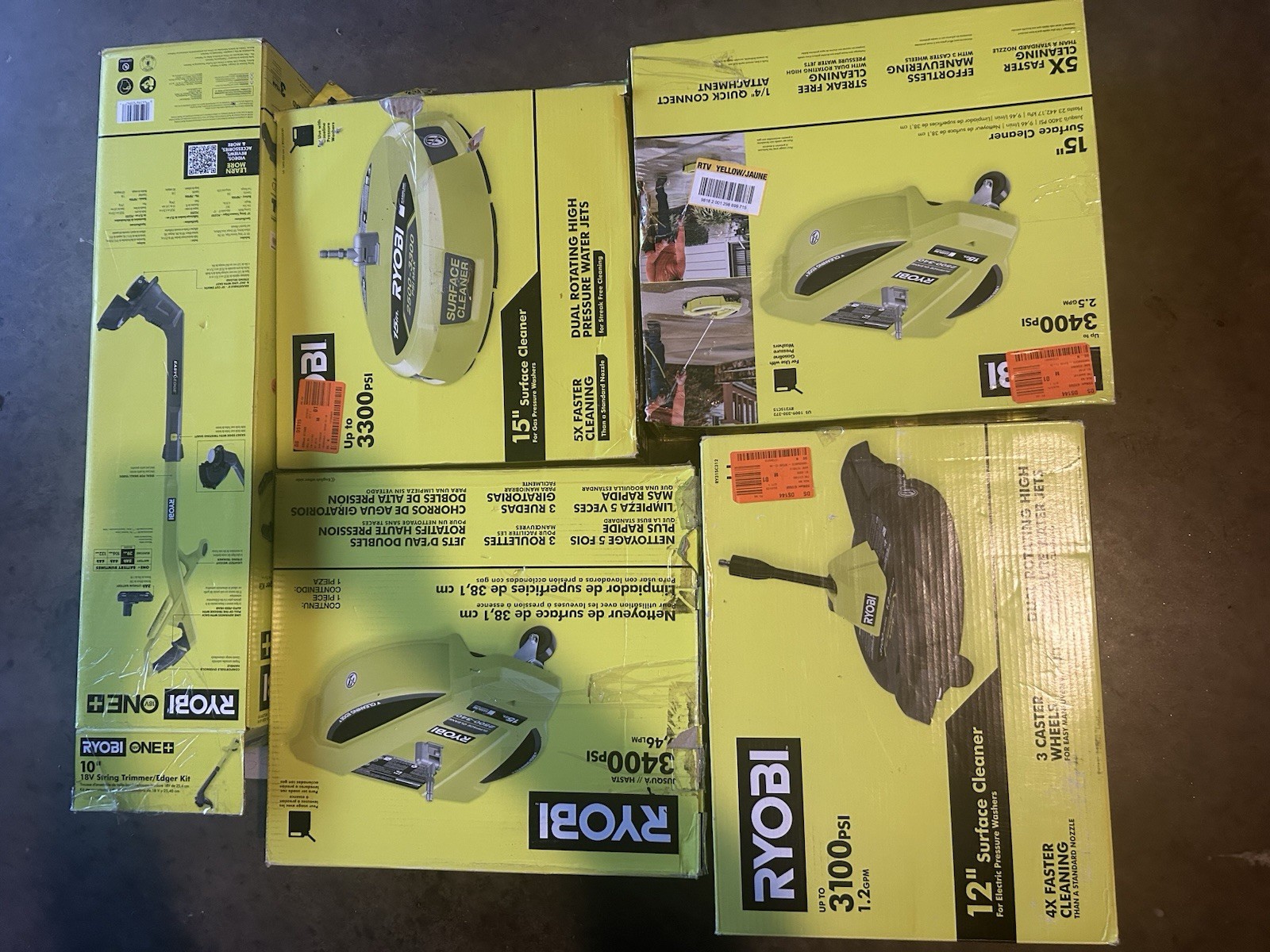 RYOBI 15 in. 3400 PSI Gas Pressure Washer Surface Cleaner with Caster Wheels