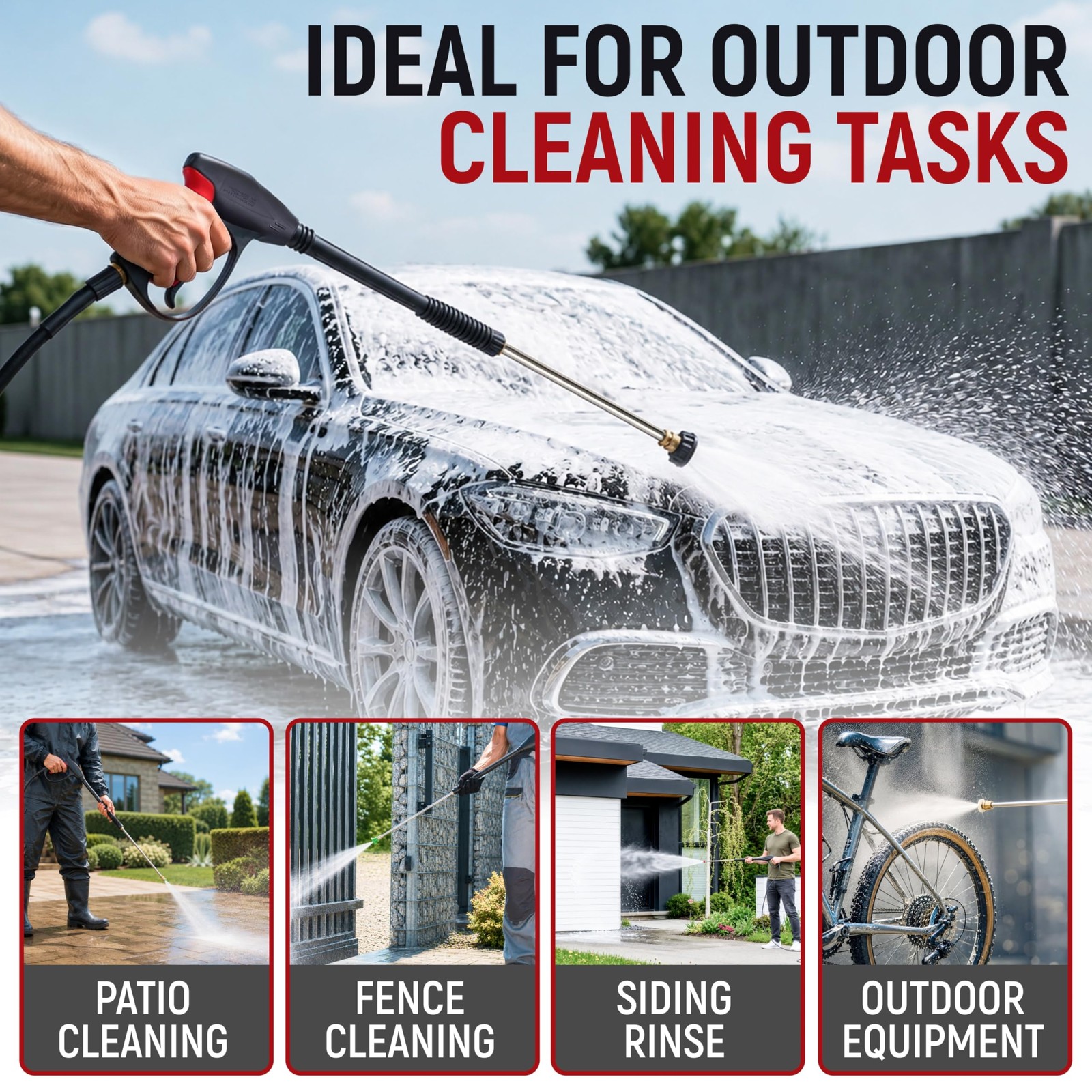 Best Pressure Washer Gun, 3000 PSI Max Power Wand with 26.2 ft Hose, M22-14 mm