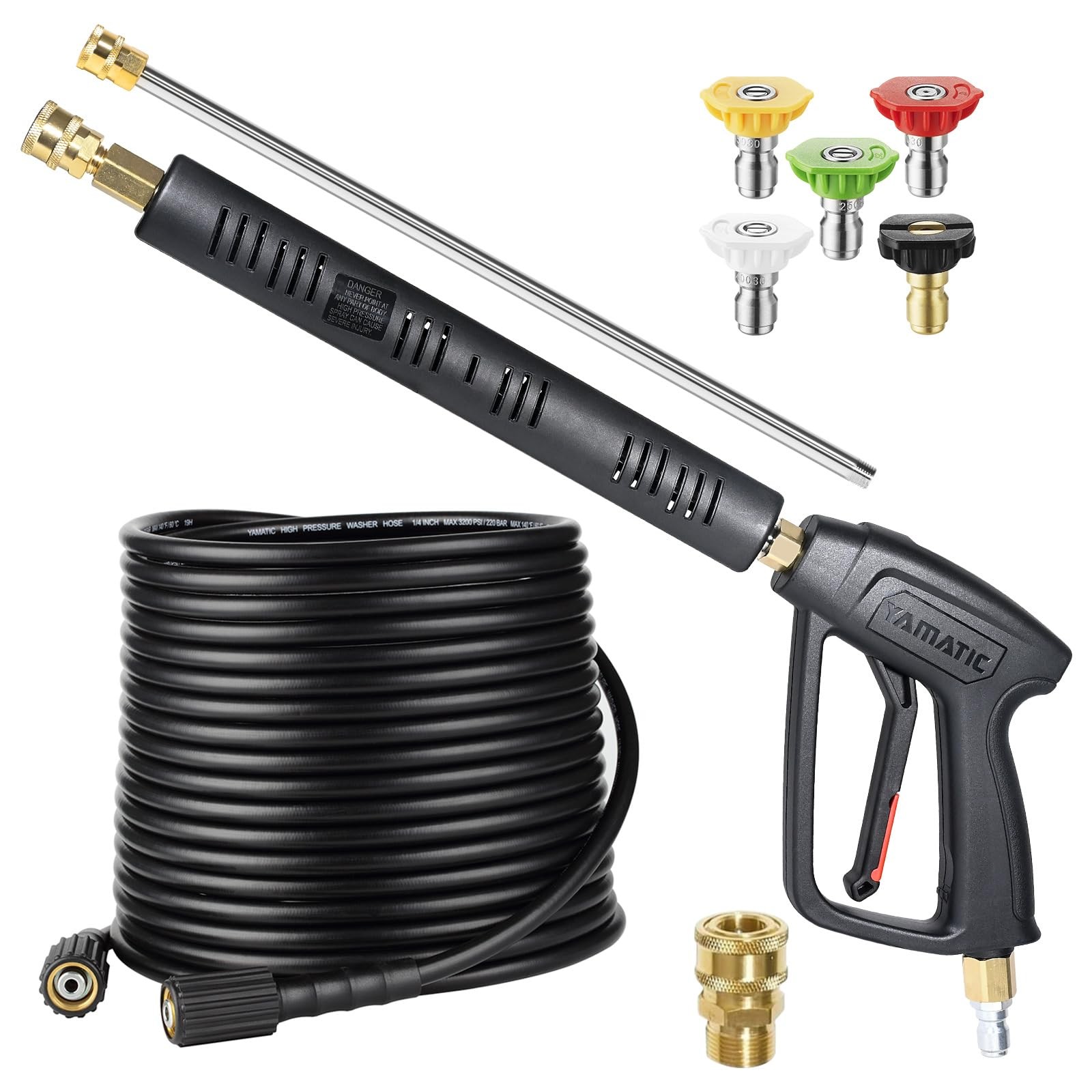 Pressure Washer Gun and Hose Kit, 50 FT Kink Resistant Power Washer Hose and …