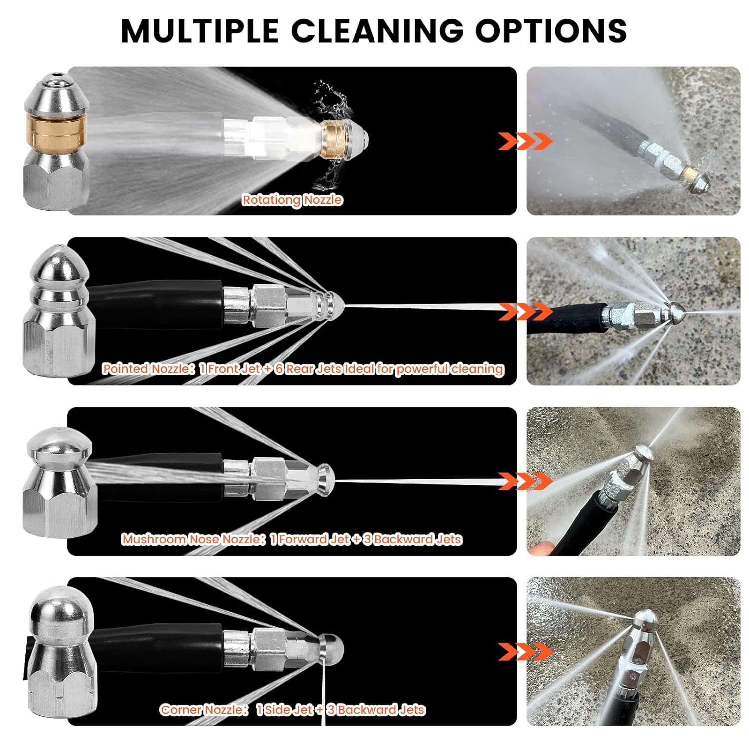 50FT Sewer Jetter Kit 5800 PSI Pressure Washer Drain Cleaner Hose Water Jet