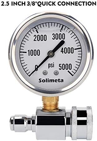 2-1/2″ Pressure Washer Pressure Gauge Kit, 3/8 Inch Quick Connect, 5000 psi Pres
