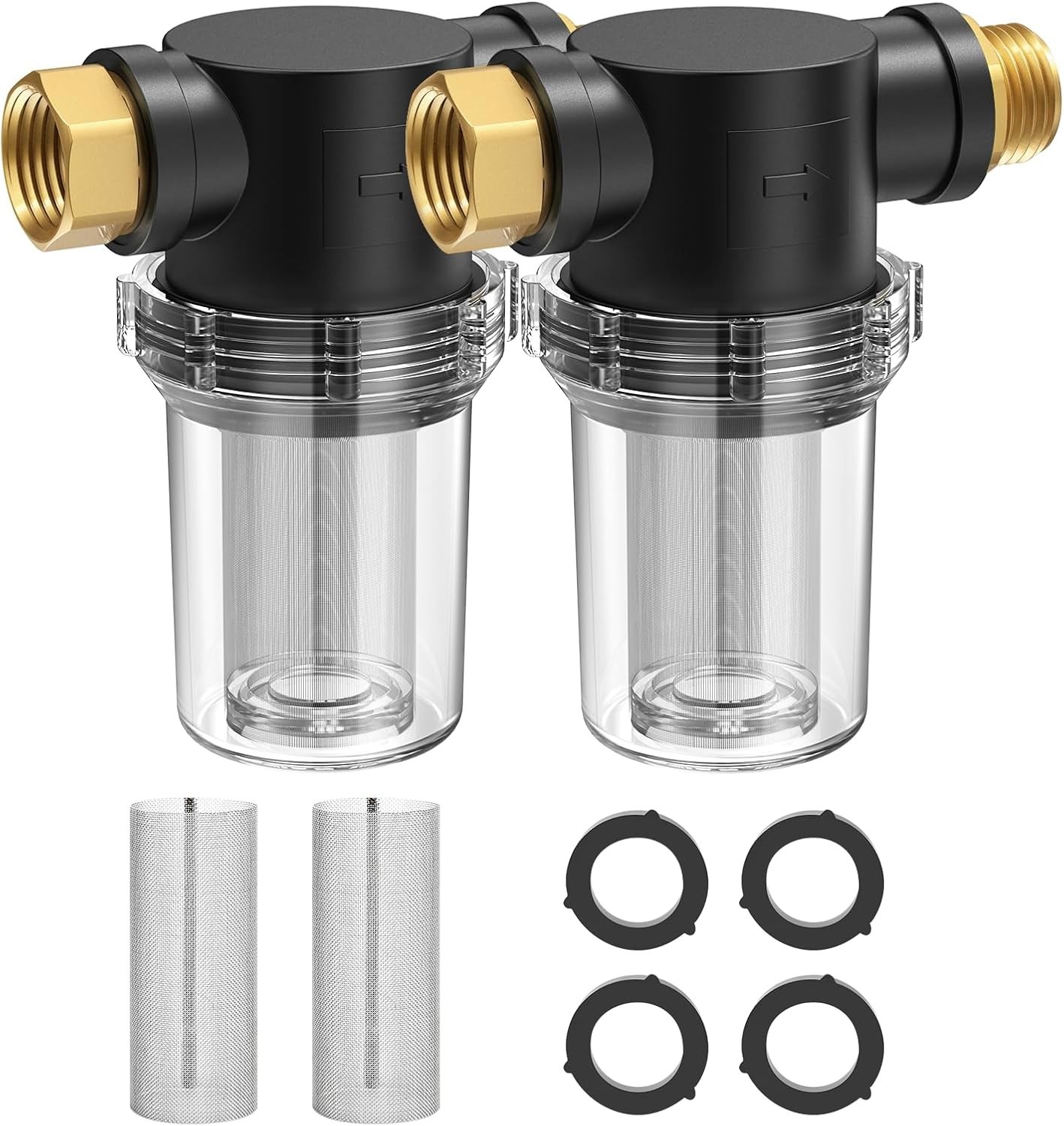Compact Inline Hose Filter Set for Clean Water: 100 & 40 Mesh Screens Included