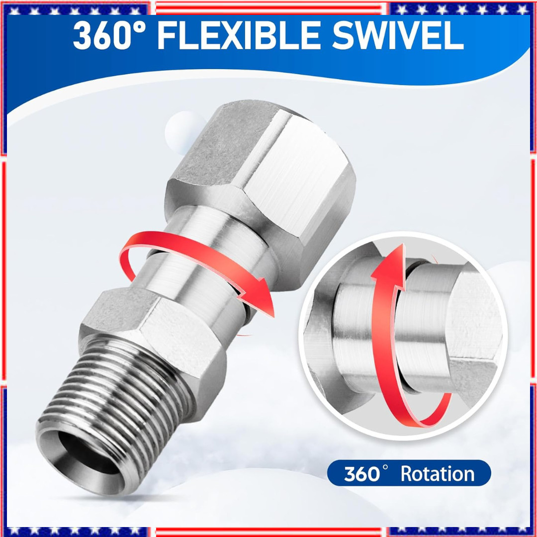 Pressure Washer Swivel 3/8 Inch NPT-M Male Thread 5000 PSI Stainless Steel