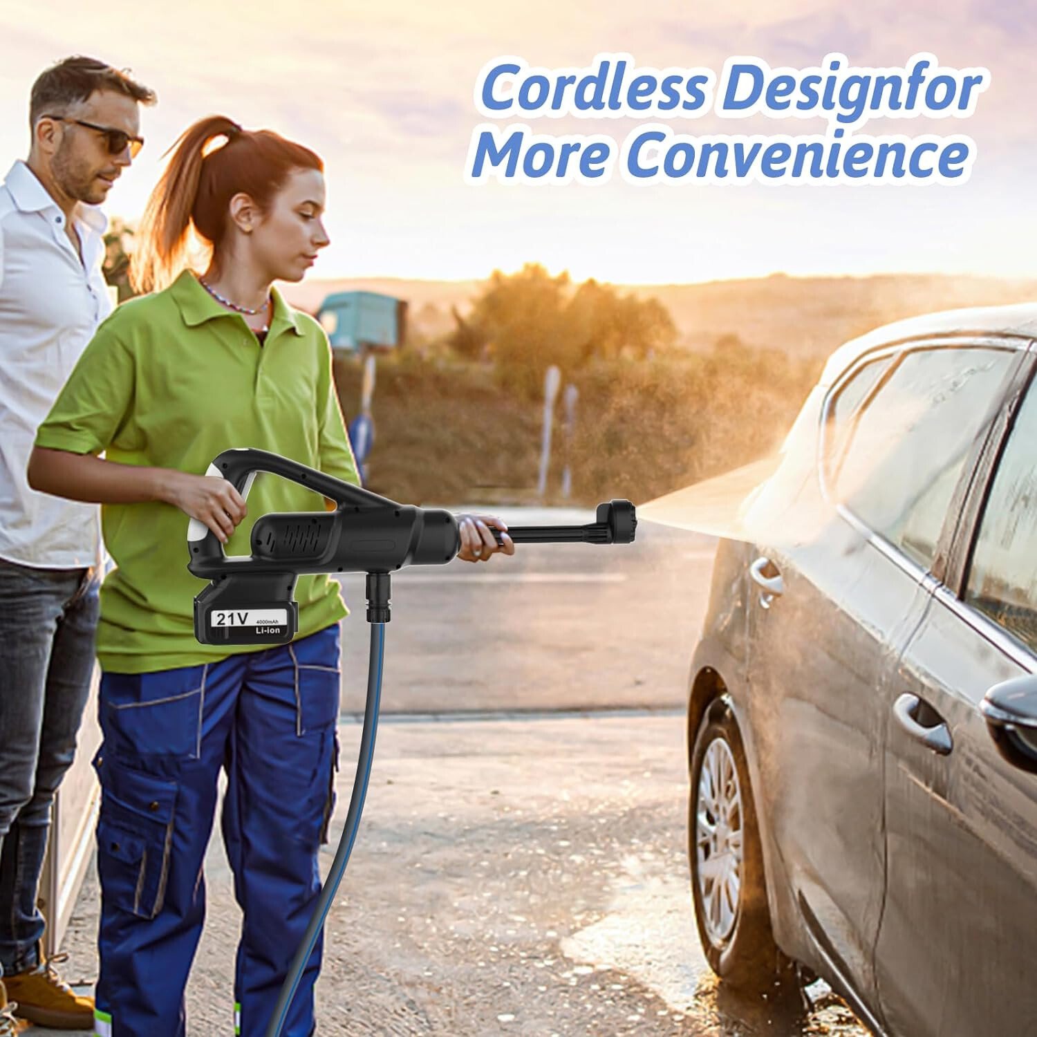 Cordless Pressure Washer, Portable Power Cleaner With 21V Battery & Charger