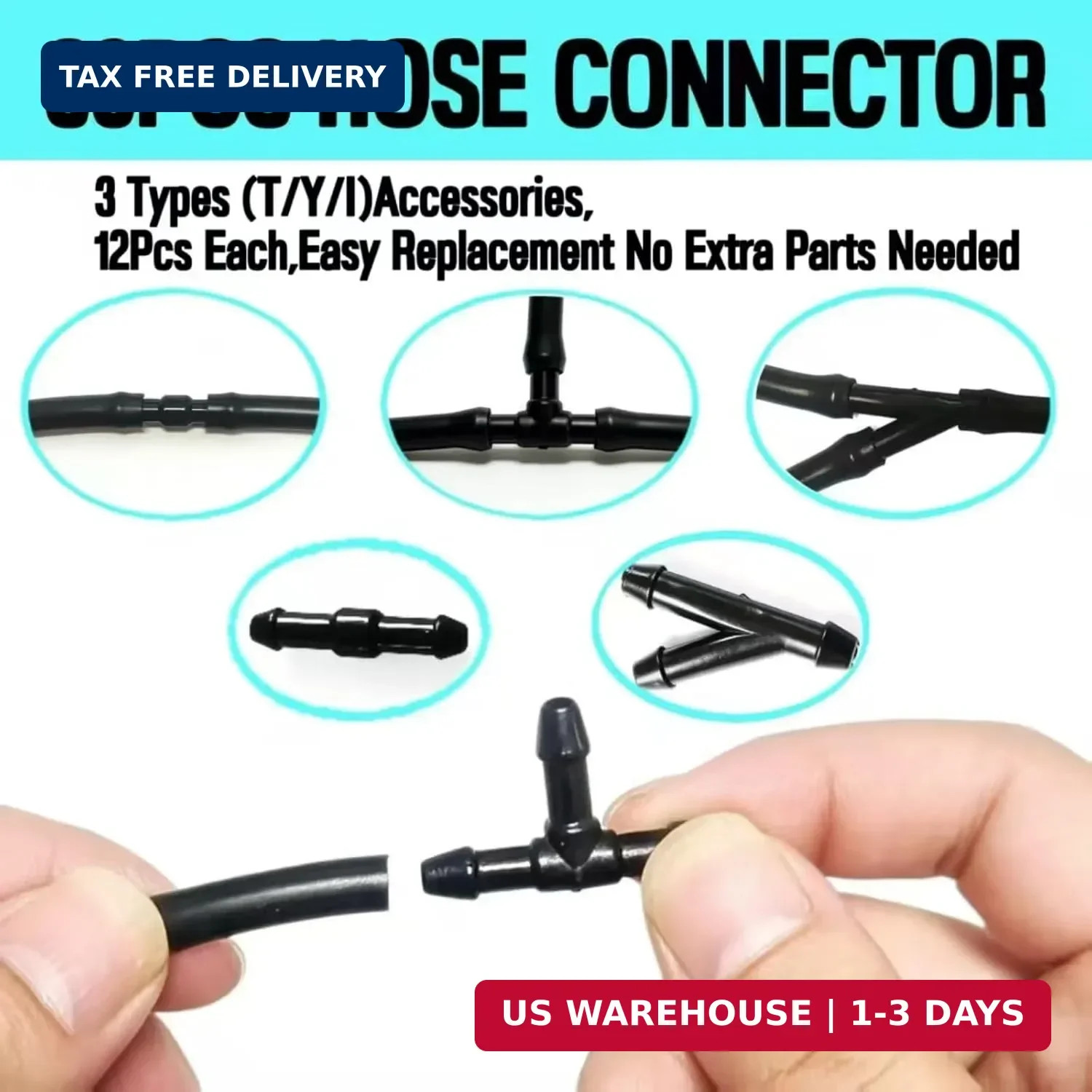 Windshield Washer Hose Kit,4M Rubber Hose with 36 Pcs Leak-Proof Connectors,Fits