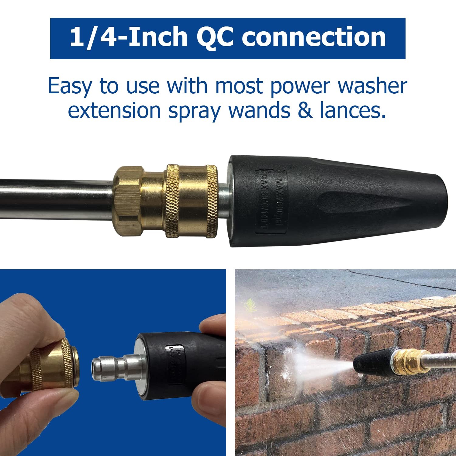 Pressure Washer Turbo Nozzle 2600 PSI 2.0 GPM Rotating Power Washer Tips with…