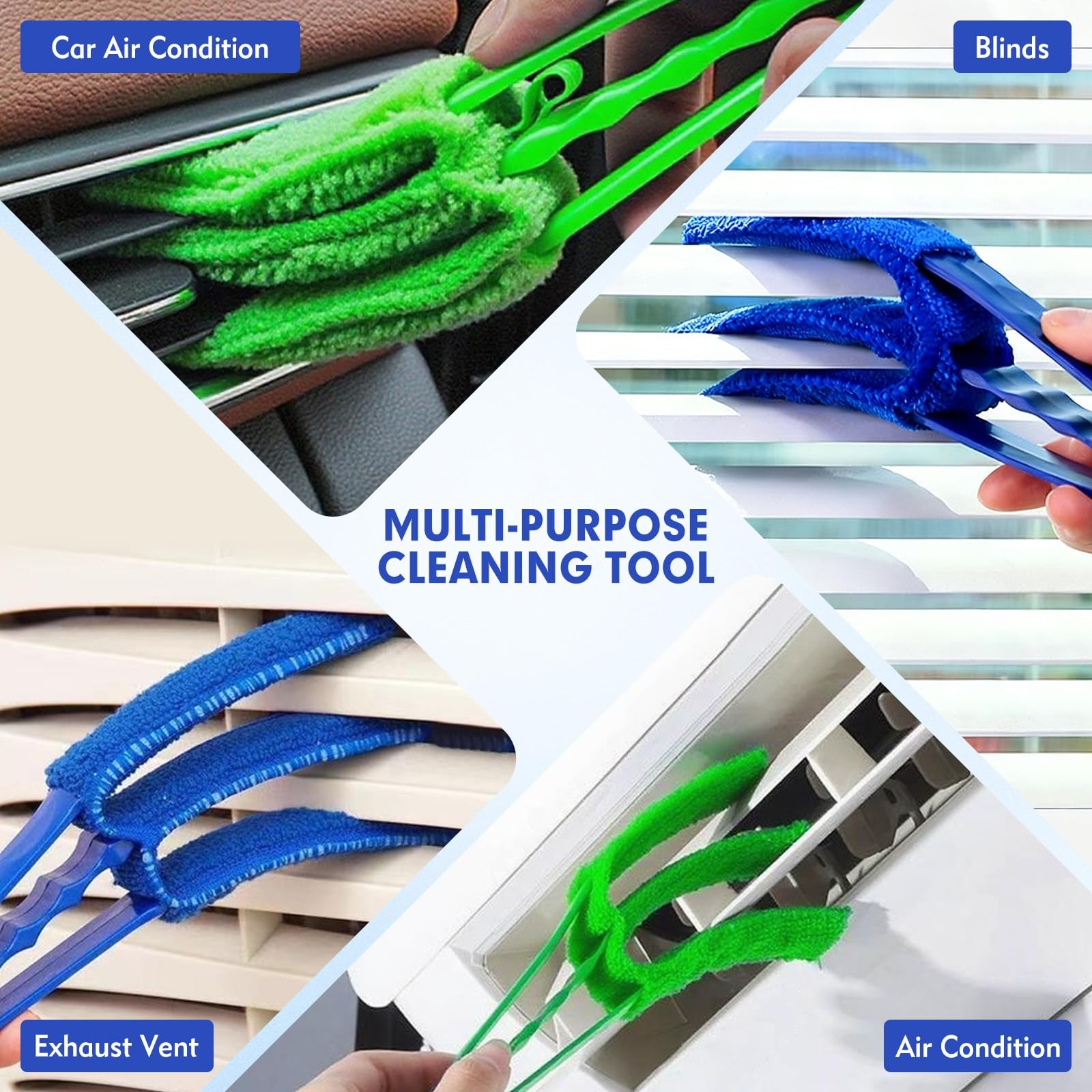 Window Blind Cleaner Duster Brush – 2 Pack with 6 Reusable Microfiber Black