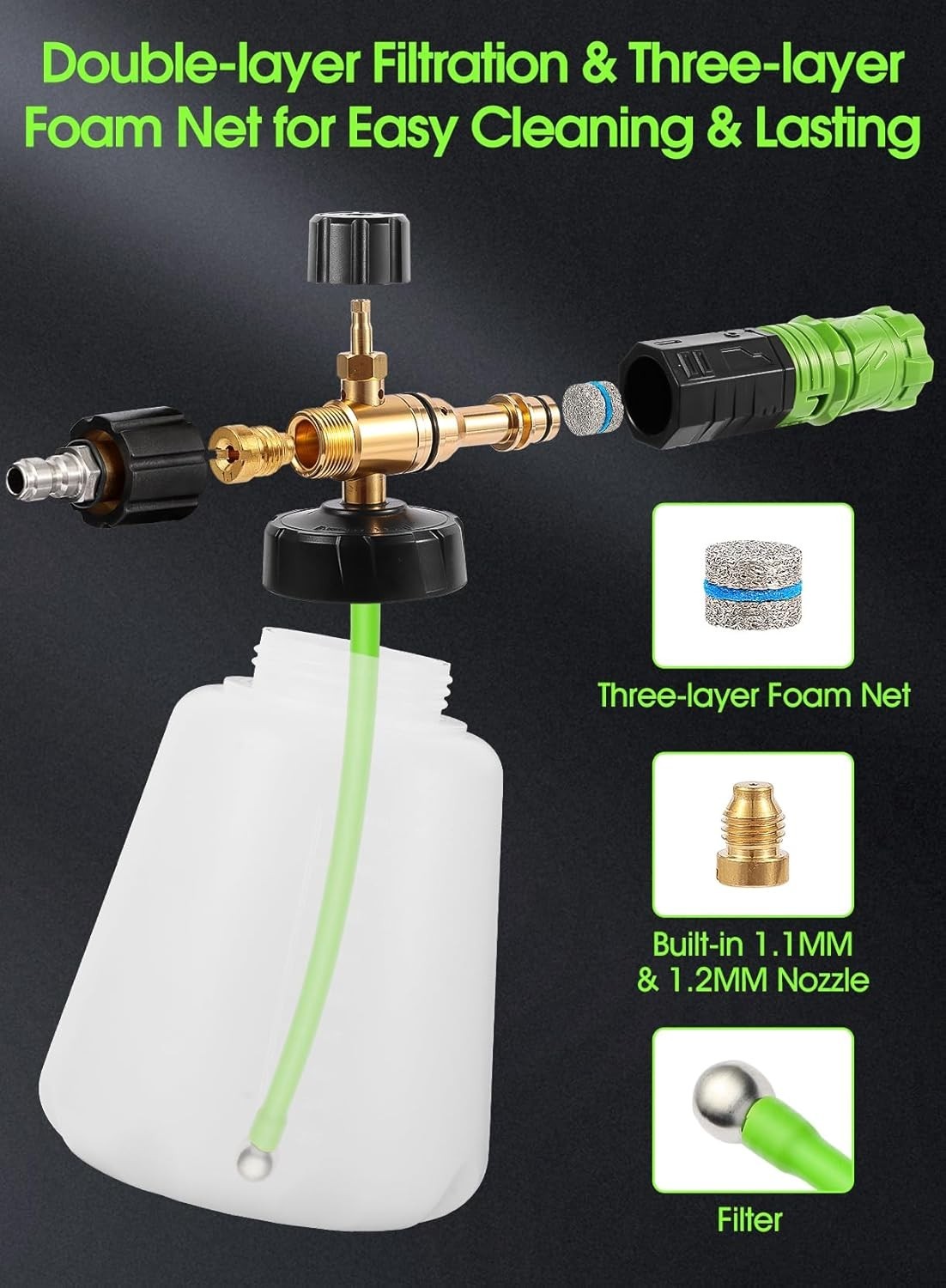 1.5L Electric Car Foam Sprayer, Foam Sprayer for Car Wash with USB Rechargeable,