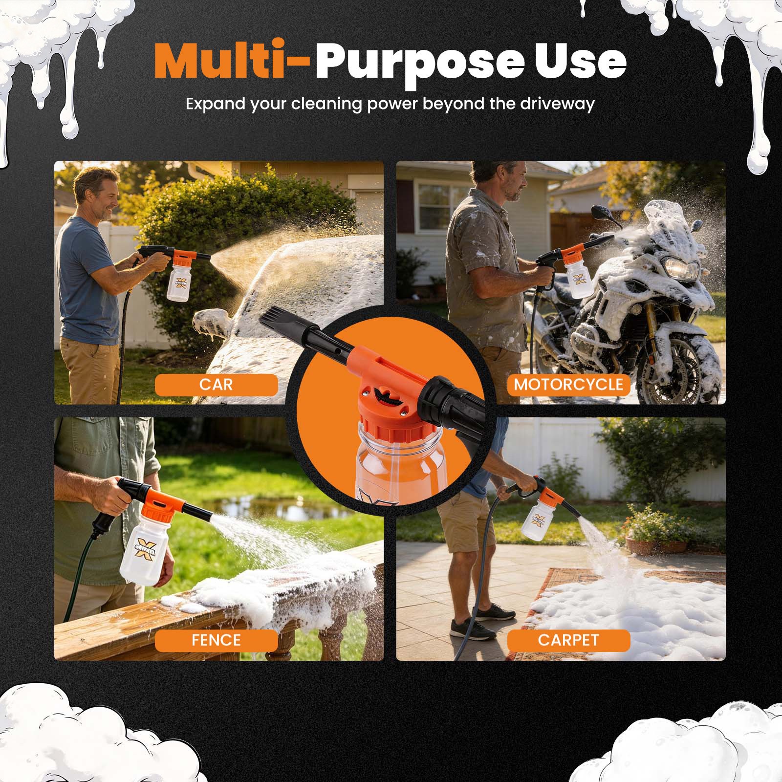 1L Car Wash Foam Cannon Kit Adjustable Soap Sprayer 6-10 Bar Quick Connect