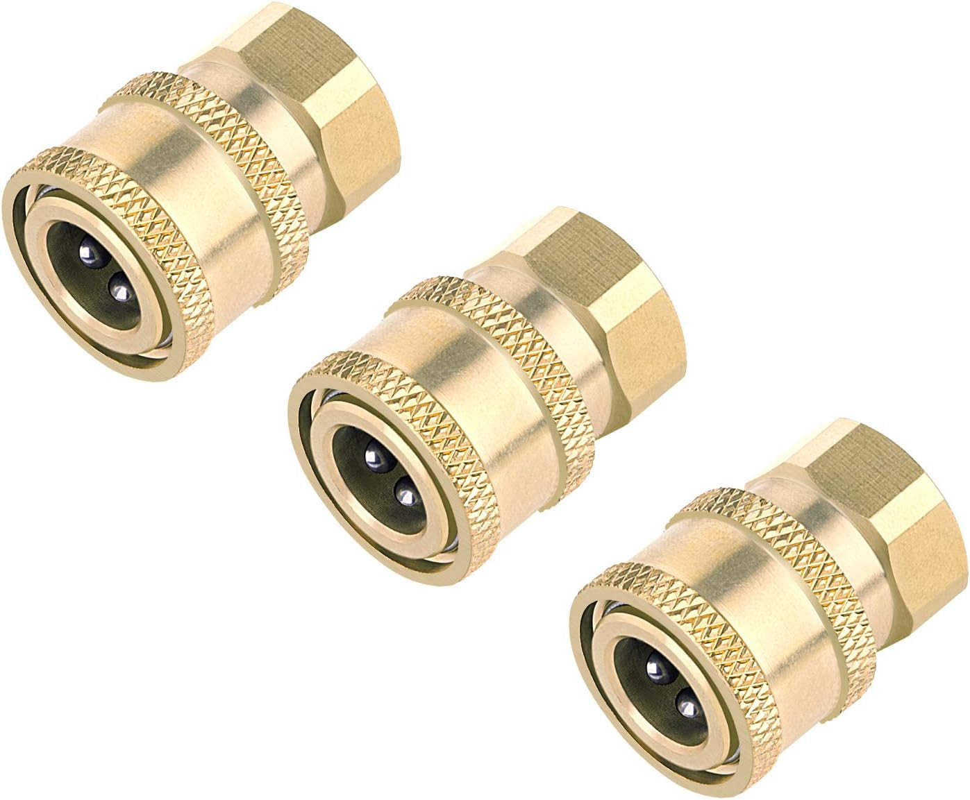 Awpeye 3 Pack Pressure Washer Coupler, Brass Fittings, 1/4 Inch Quick Connect to