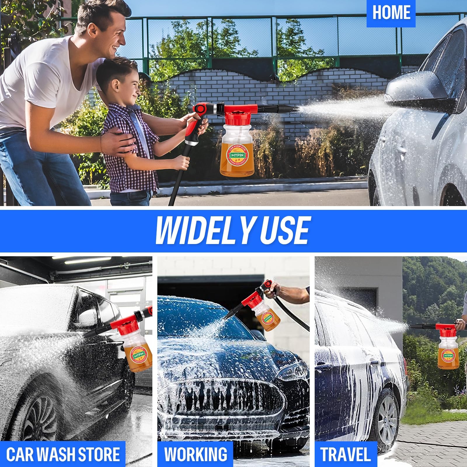 16 IN 1 Car Wash Foam Gun,Adjustable Hose Wash Sprayer for Car/Garden Clean