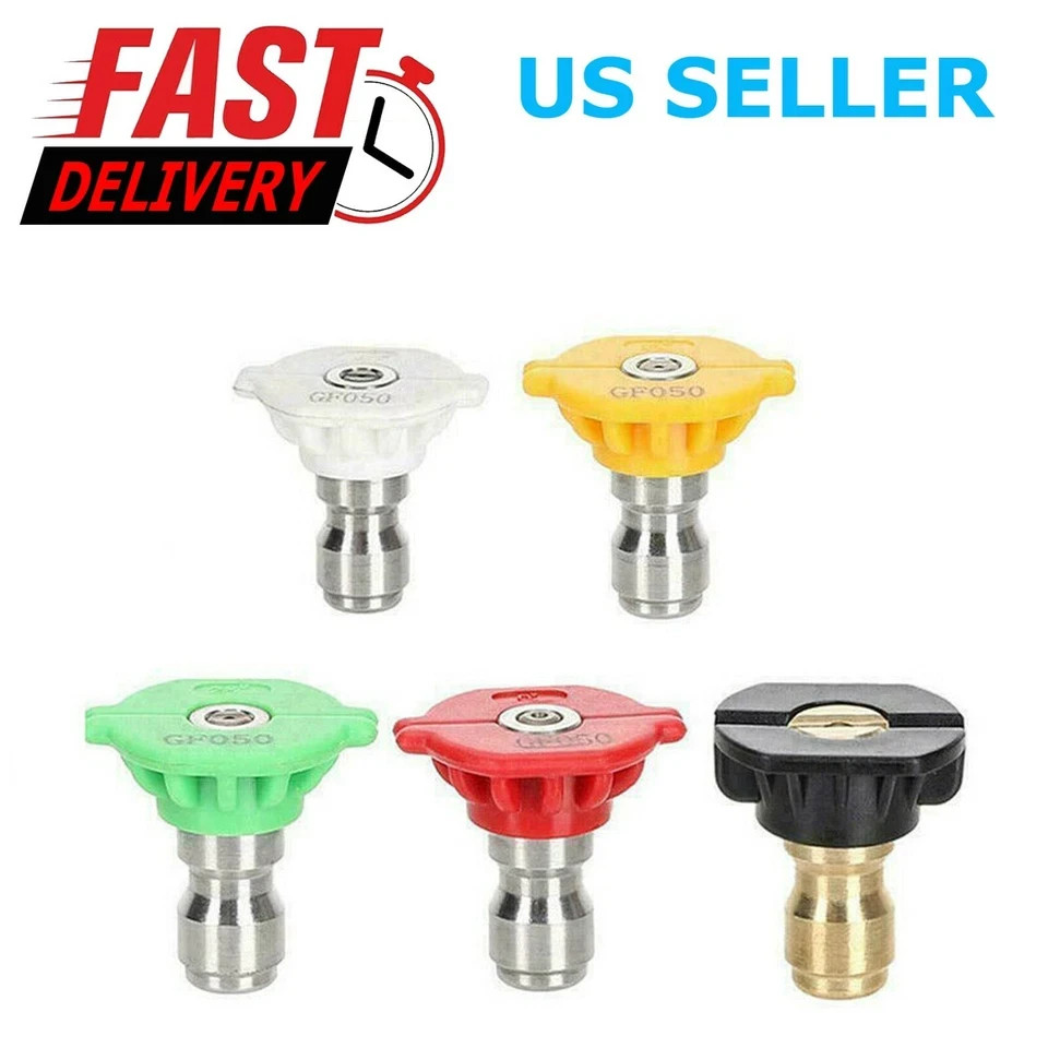 5Pcs Pressure Washer Spray Tips Nozzles High Power Kit Quick Connect 1/4″ SET