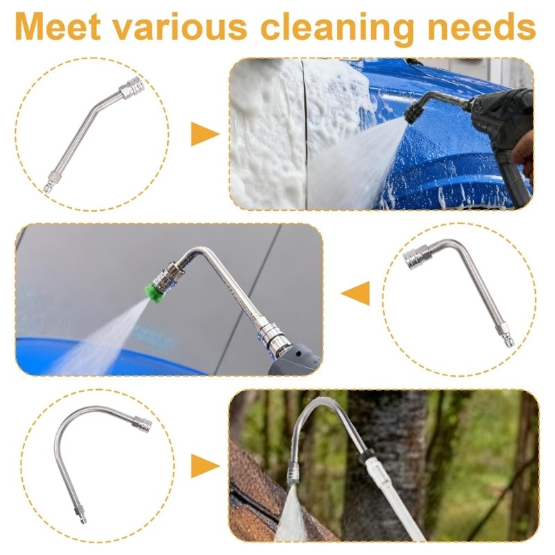 3pcs Stainless Steel High Pressure Washer Wands 30 90 120 Degrees Angles