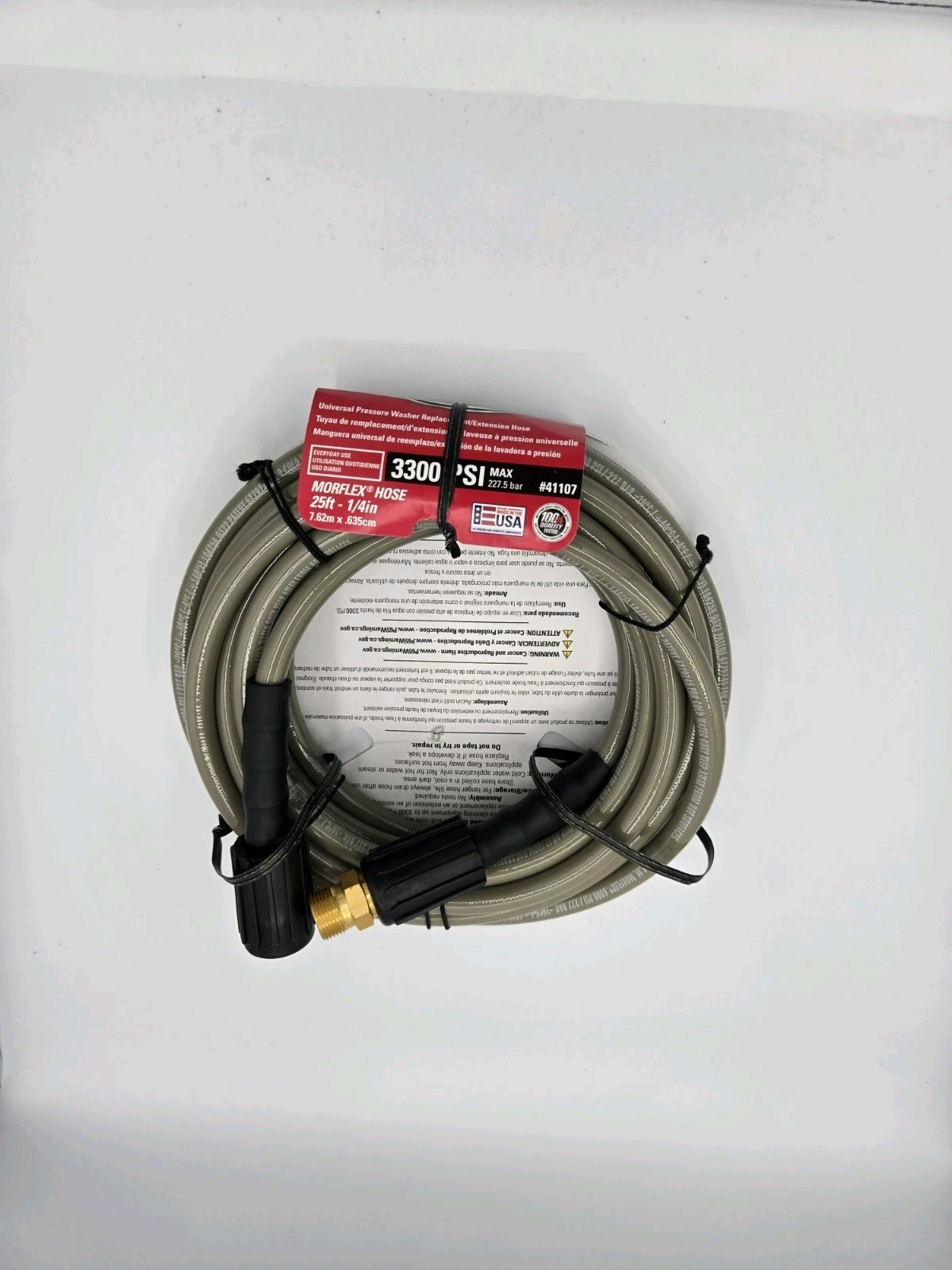Simpson 41107 Morflex Pressure Washer Hose, Rated Up to 3300 PSI 25′ X 1/4″