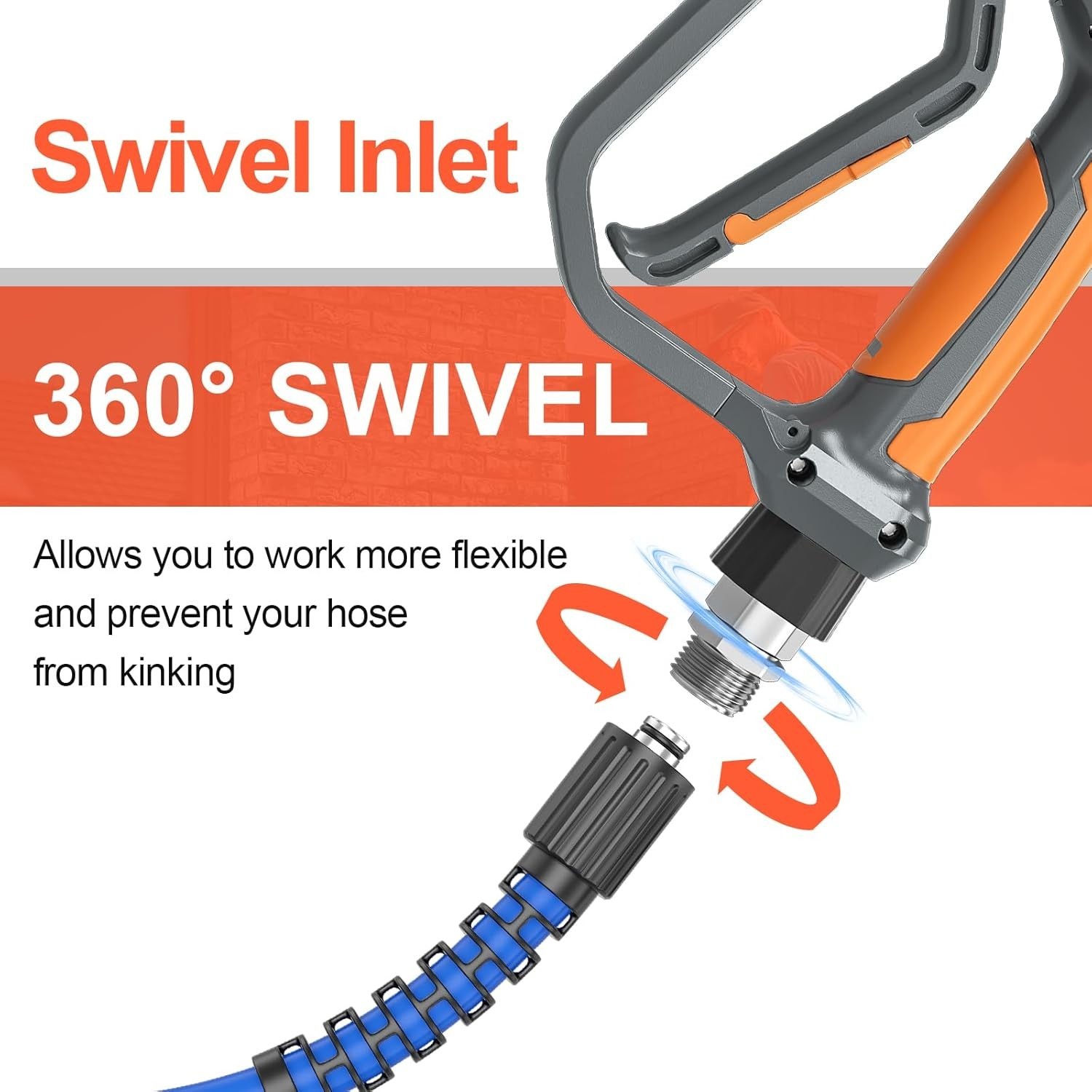 50FT Power Washer Hose with Flexible Extension Wand & 3600 PSI Gun for Easy Use