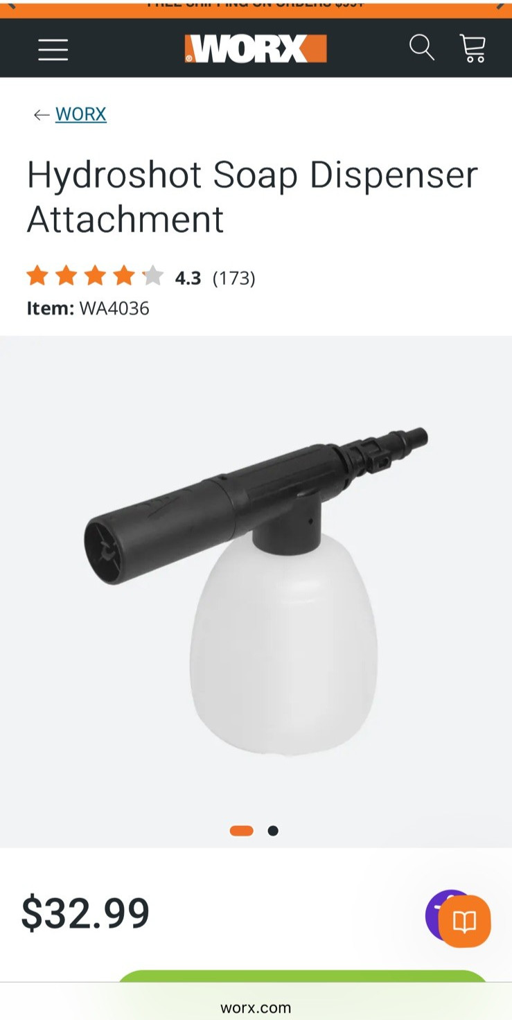 worx hydroshot genuine accessories 13.5oz soap mixture container