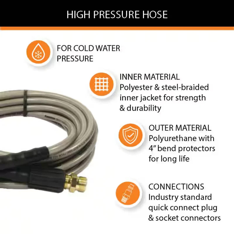1/4 in. x 25 ft Pressure Washer Hose 3200 PSI M22 for Simpson Ryobi