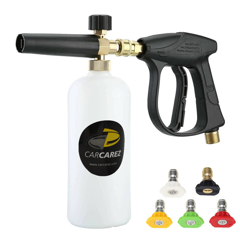 1/4″ Snow Foam Washer Gun Car Wash Soap Lance Cannon Spray Pressure Jet Bottle