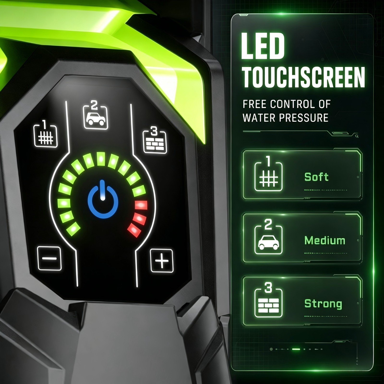 Pressure Washer 4500PSI 3.0GPM, 15-Level Touchscreen, 4 Nozzles, for Driveway